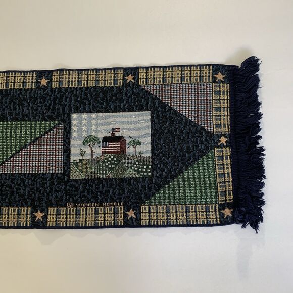 Vintage Tapestry Table Runner America the Beautiful Blue USA Warren Kimble 12x72 - Picture 4 of 6